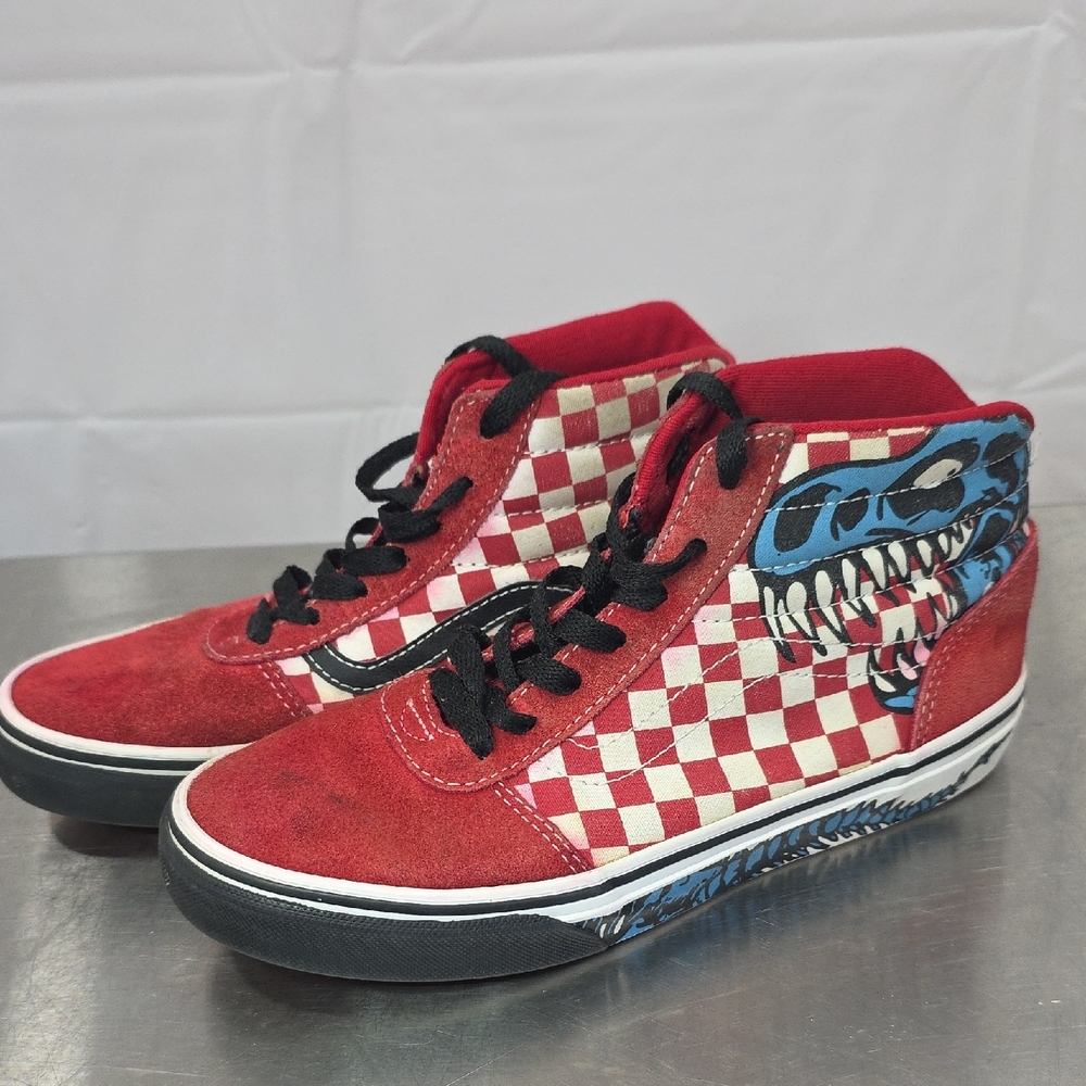 Vans Kids Red and Blue Dinosaur Sneakers